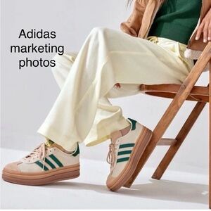 adidas Gazelle bold US 7.5 forest green and beige